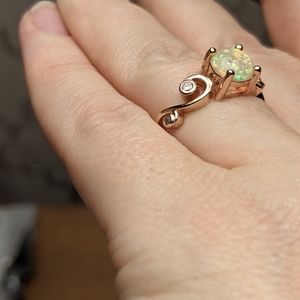 Rose gold colored opal ring size 6